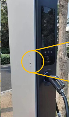 EV Charging station lock and hinge.