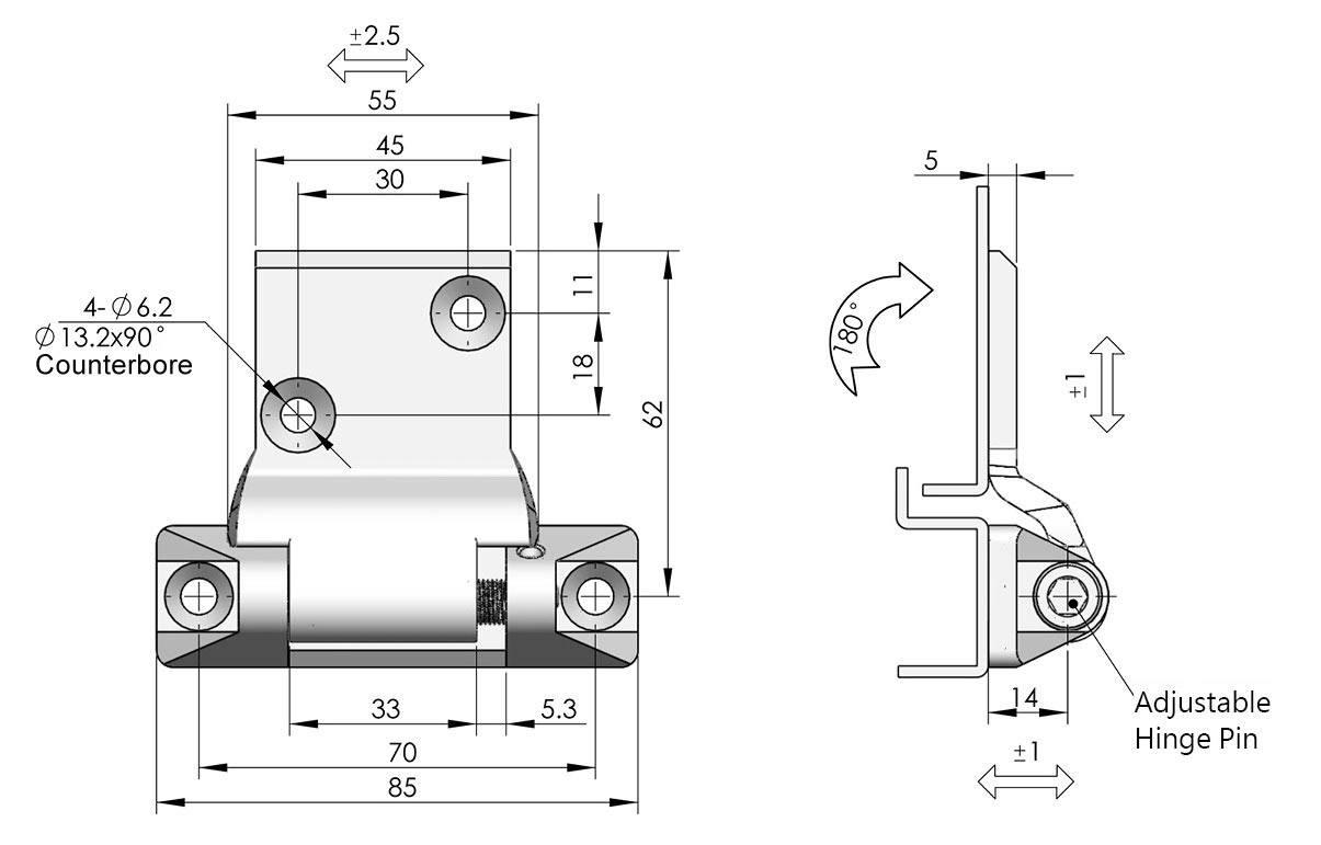 Adjustable Heavy Duty Hinges