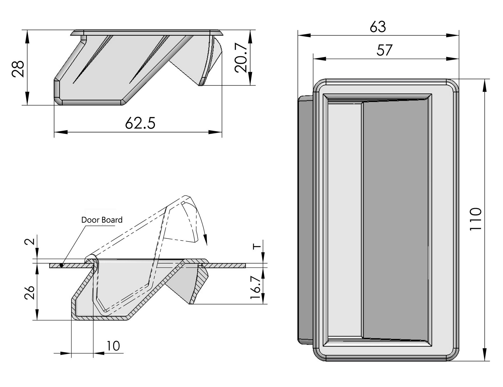 Ergonomic Recessed Door Handle